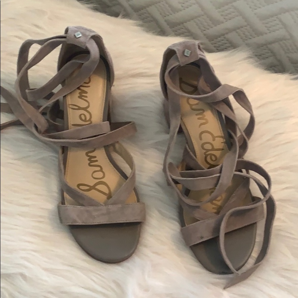 Sam Edelman strap up heels suede